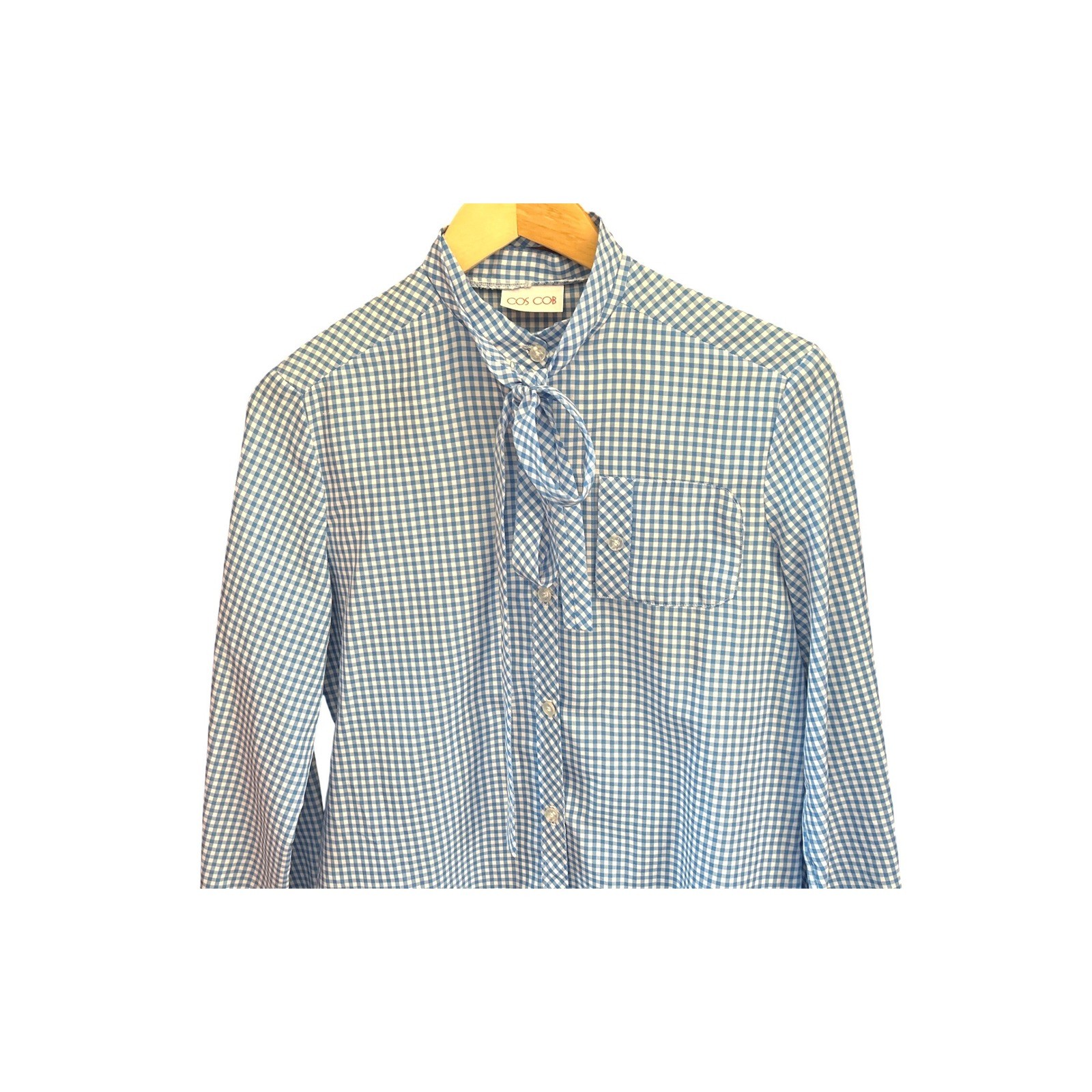 Vintage Cos Cob Gingham Blouse Bow Cottagecore Picnic Summer Farmhouse Americana