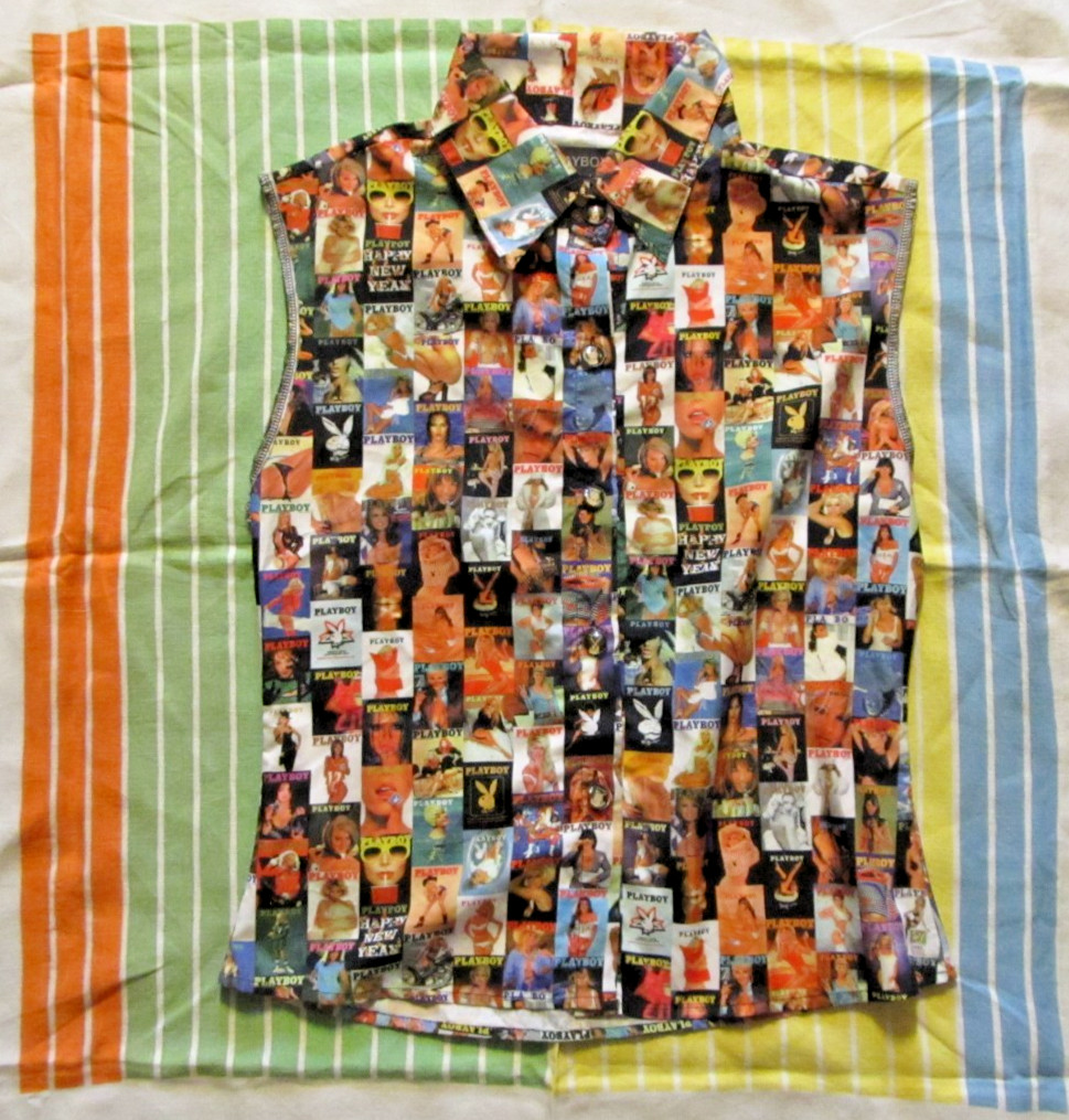 Vintage 1990’s Playboy magazine covers button down blouse women’s size L
