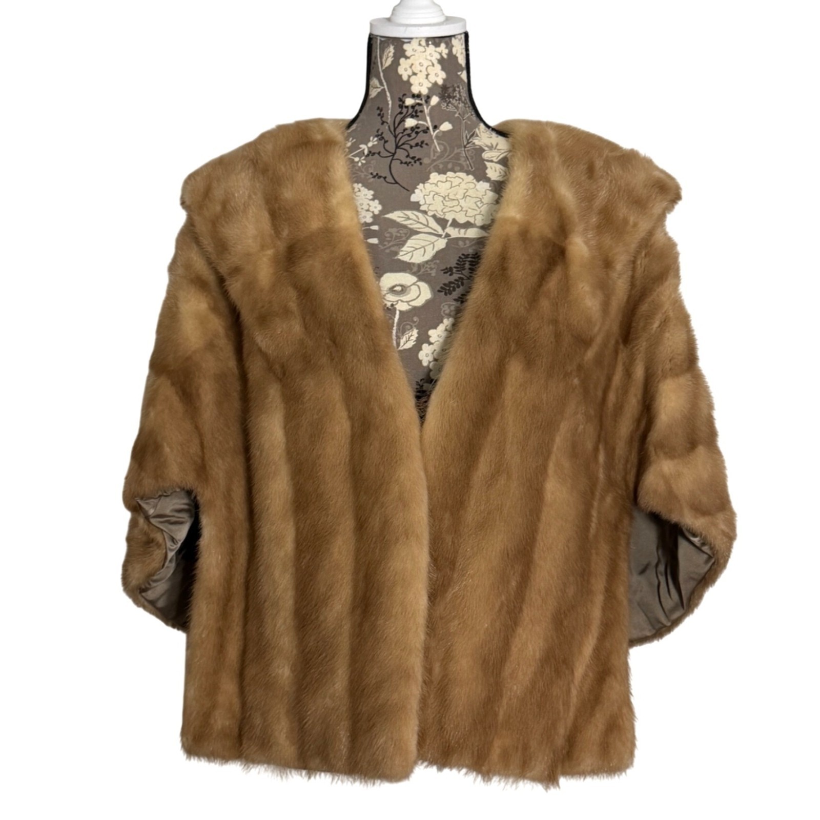 Vintage Womens Mink Fur Stole Capelet 1960s w/ Garment Bag + Padded Hanger
