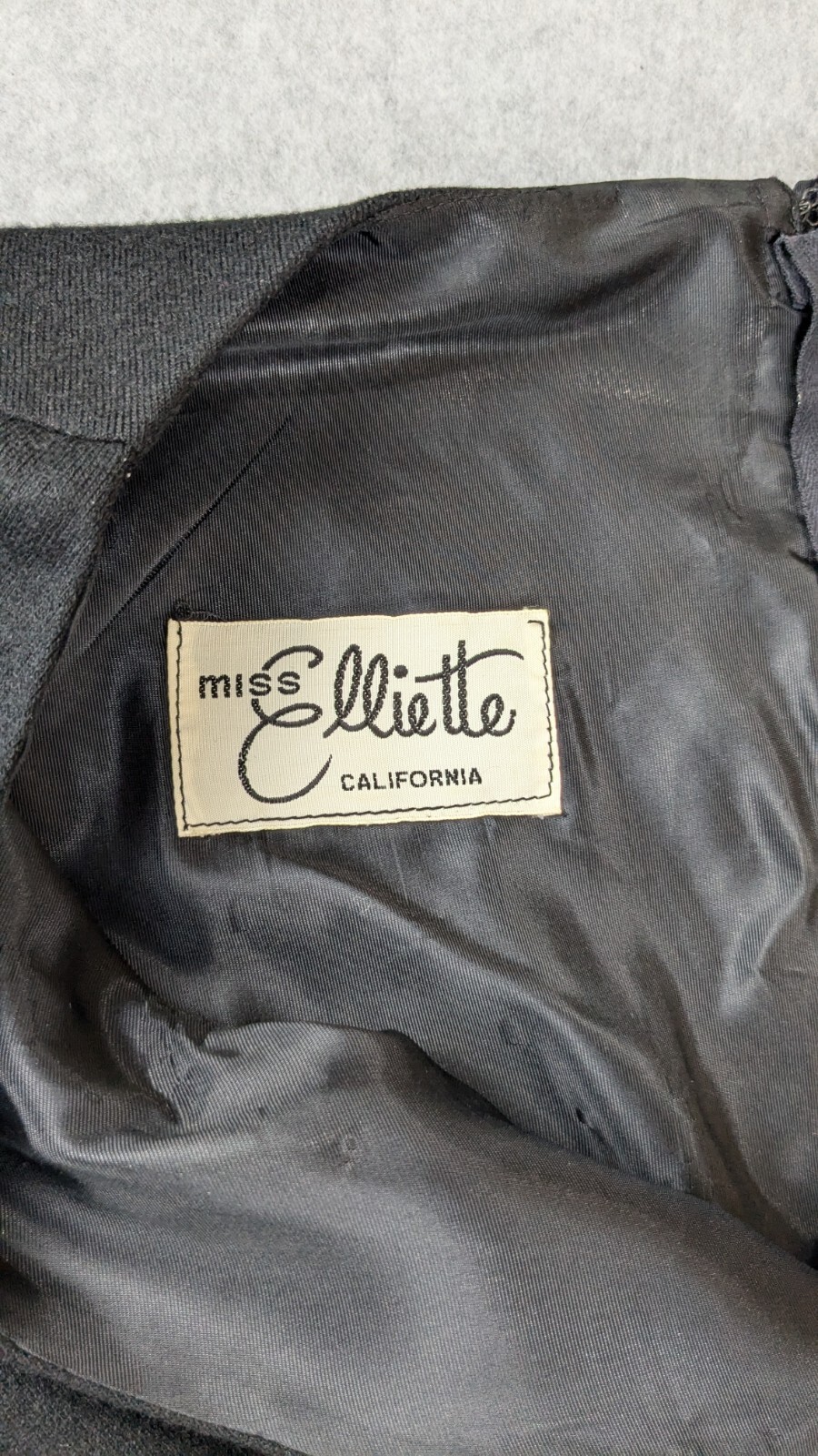 Miss Elliete Vintage Dress Fit and Flare 60s Black Pink Surplice Neckline Flaw
