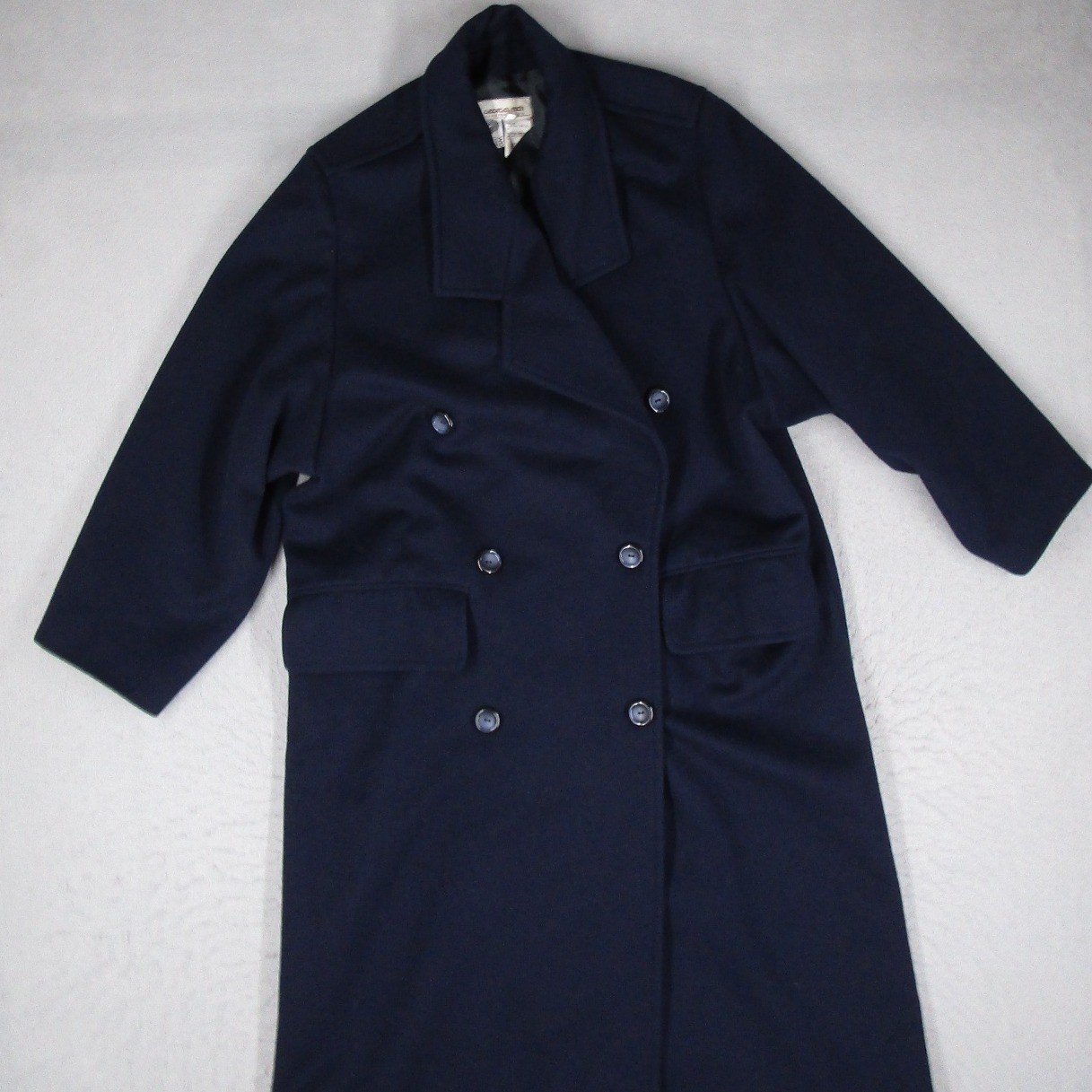 Georges Rech Air France Paris Vintage Navy Wool Double Breasted Coat Womens 36