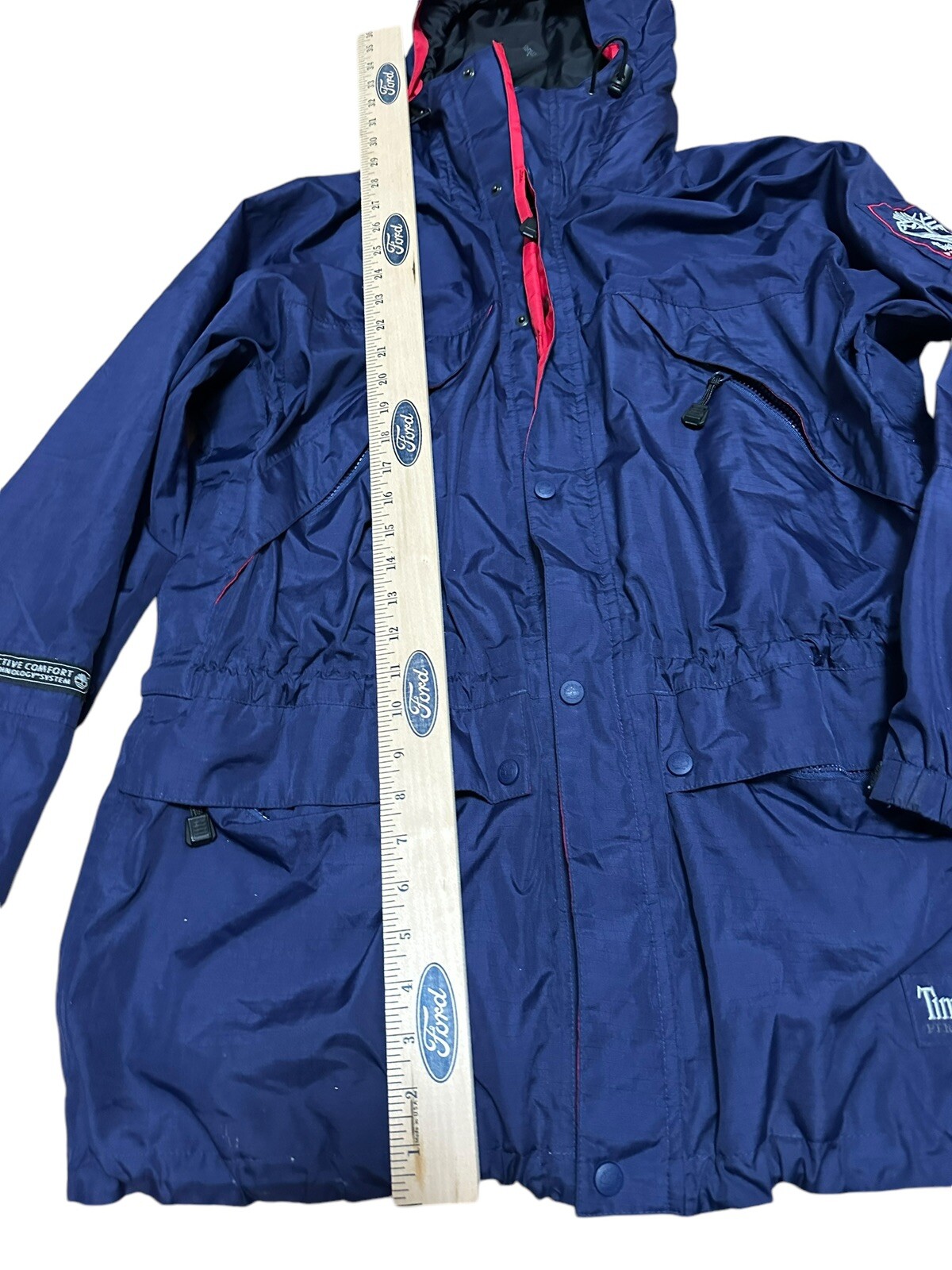 Vintage Timberland Performance Windbreaker Hooded Jacket Medium Outdoor Indigo