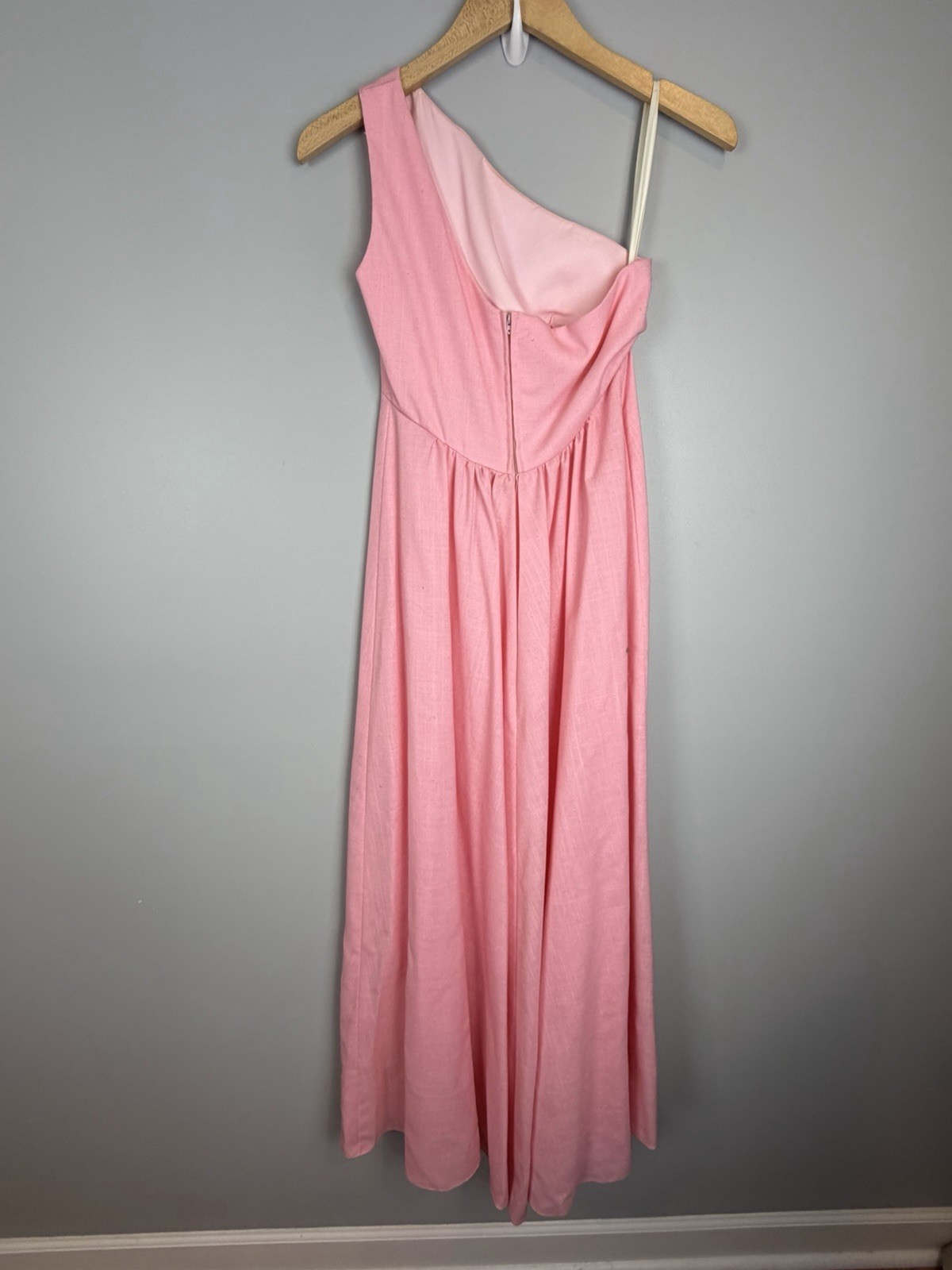 Priscilla of Boston Pink Gown Womens Size XS Single Shoulder Mid Century Vtg