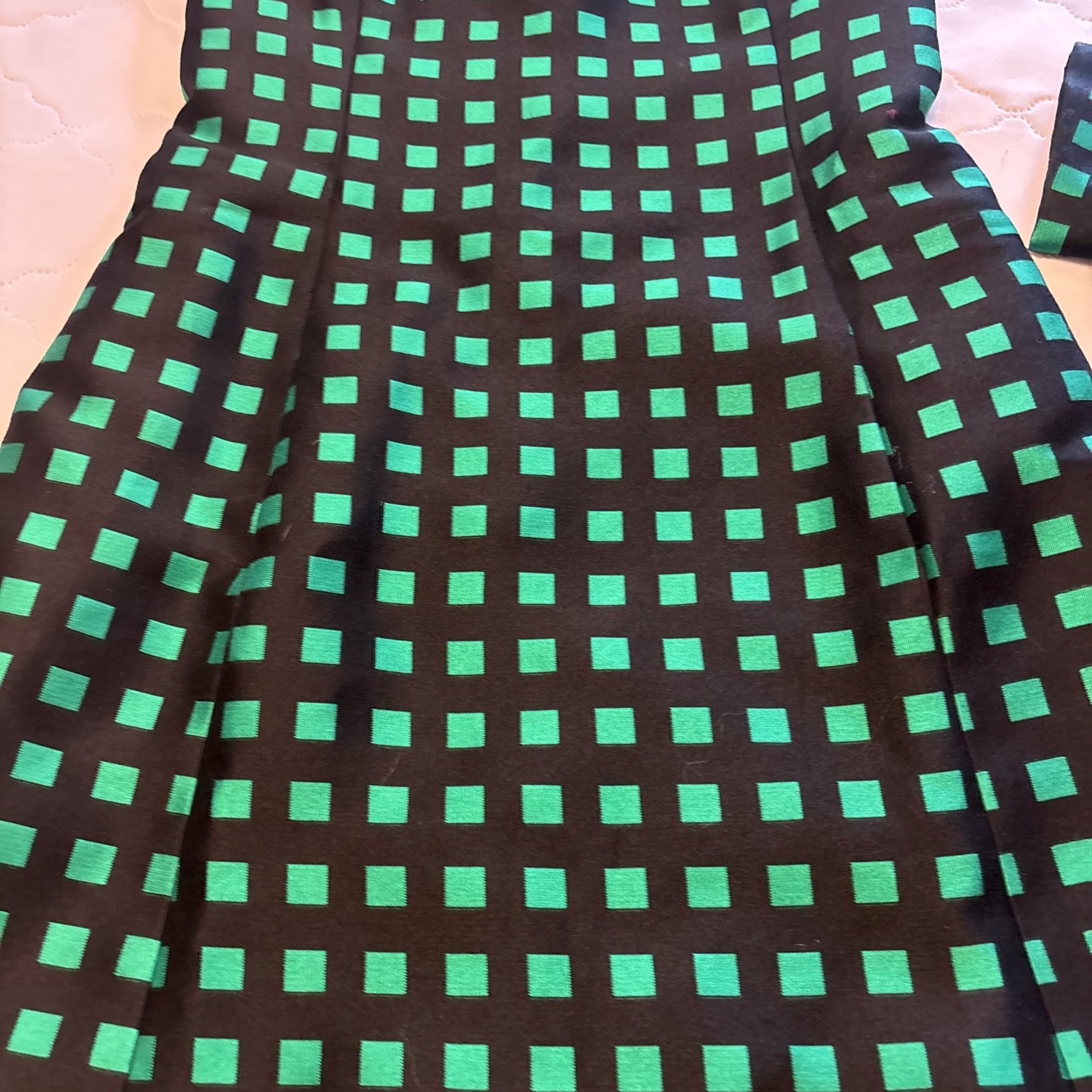 VTG 1960s/1970s Dress W/Jacket Custom Made green/black checked Med. NICE