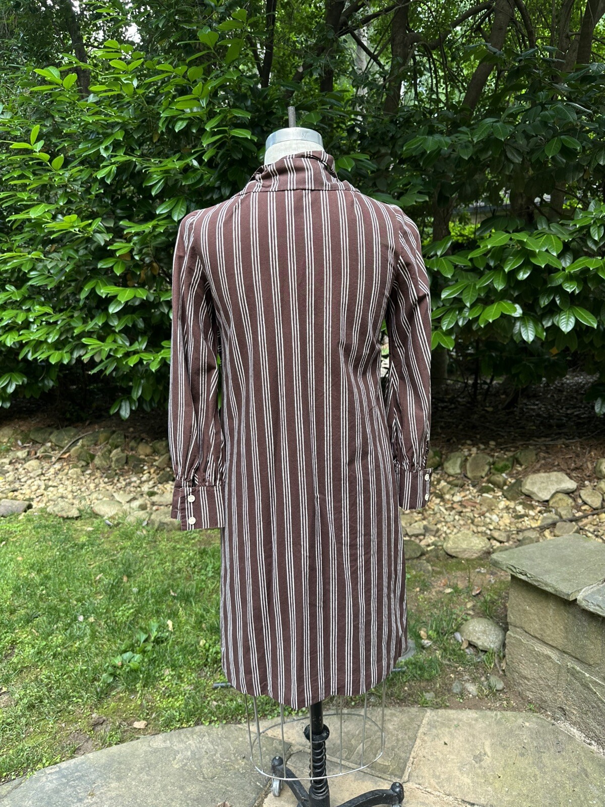 70s Marimekko Design Research Striped Shirtwaist Dress with Pintucks Small