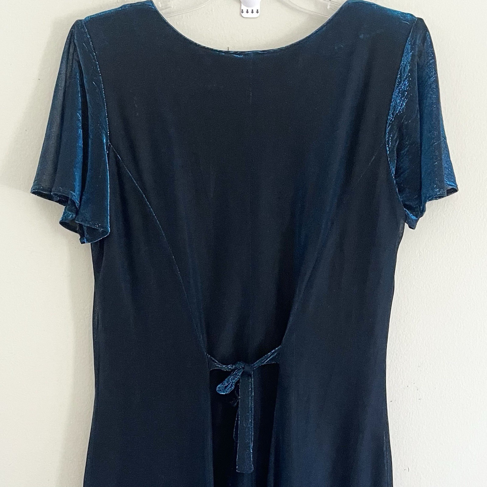 Vintage Molly Malloy Evening Iridiscent Blue Dress Size 12 Semi Sheer