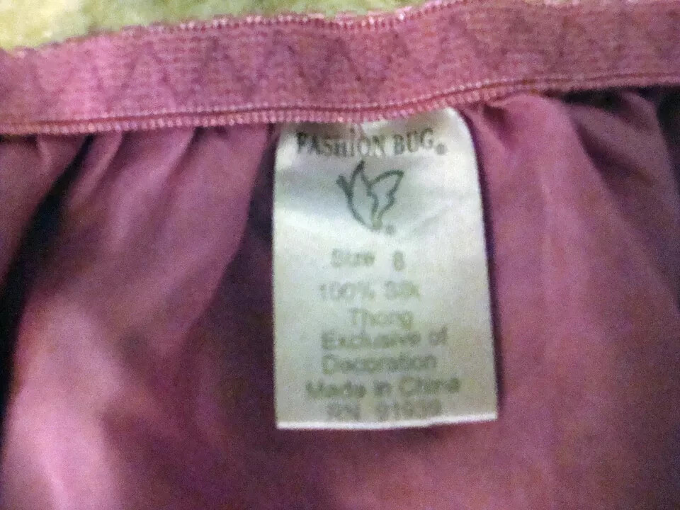 Fashion Bug Size 8 XL or 9 XXL Pink 100% Silk Thong Lace & Bow Vintage Stretchy