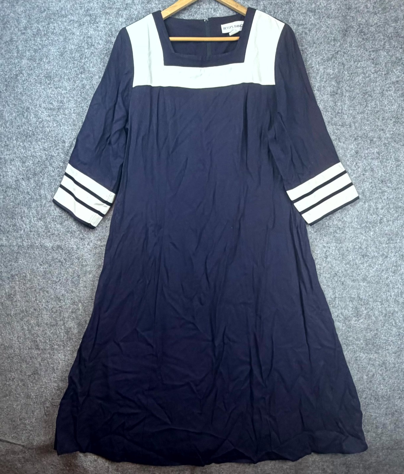 Vintage Betsy’s Things Dress Women 6 Navy Blue Nautical Old Money Preppy Coastal