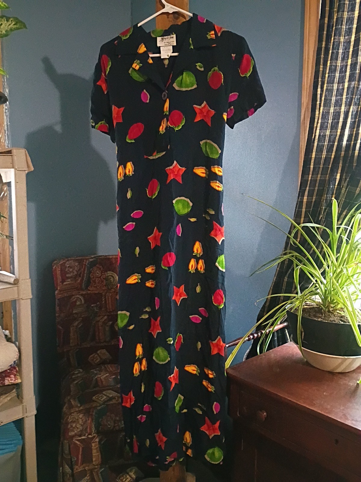 Vintage Jeffrey & Dara Dress With Fruit Pattern Size 10