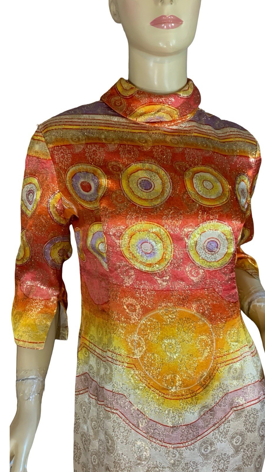 WOMEN’S VINTAGE 1970’S RED & ORANGE MALCOLM STARR ELINOR SIMMONS DRESS SZ 14