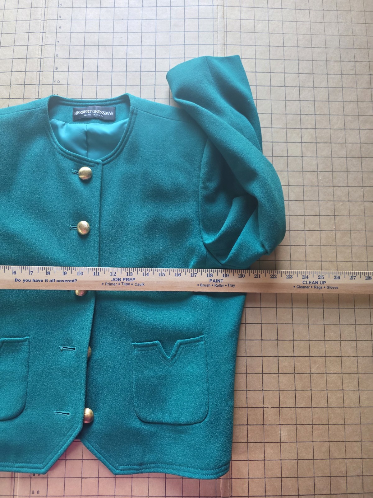 VTG Herbert Grossman Talbots Teal Green 100% Wool Skirt Suit Set Sz 14 Fits M/L