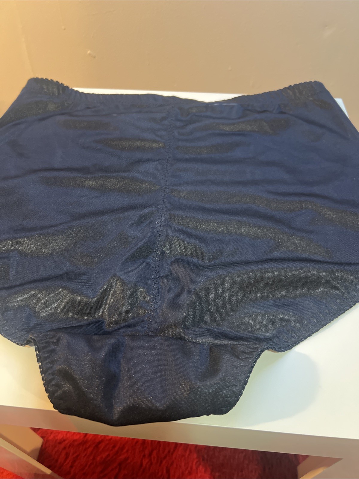 Vtg Delta Burke Panties Black Shiny Satin Lace Brief Second Skin Sz 10 3XL