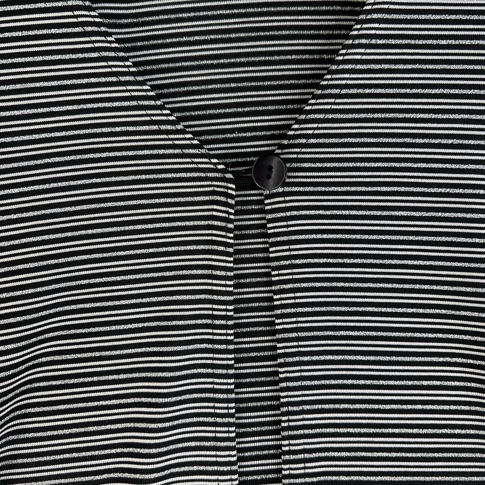 Vintage Y2K 90s Large Cardigan Single Button Metallic Striped Black White USA