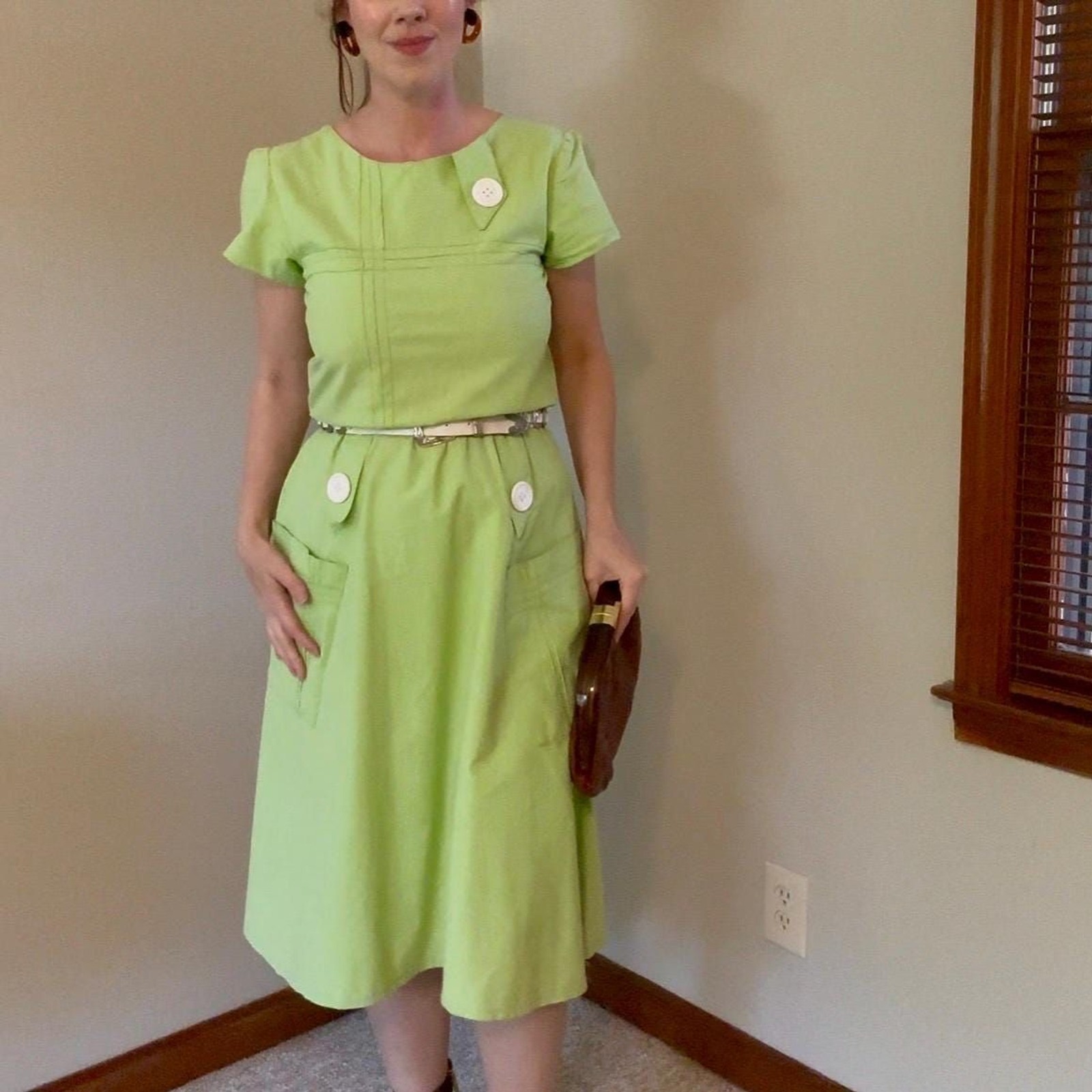 Vintage 60s Lime Green Mod MCM Pop Art Day Dress
