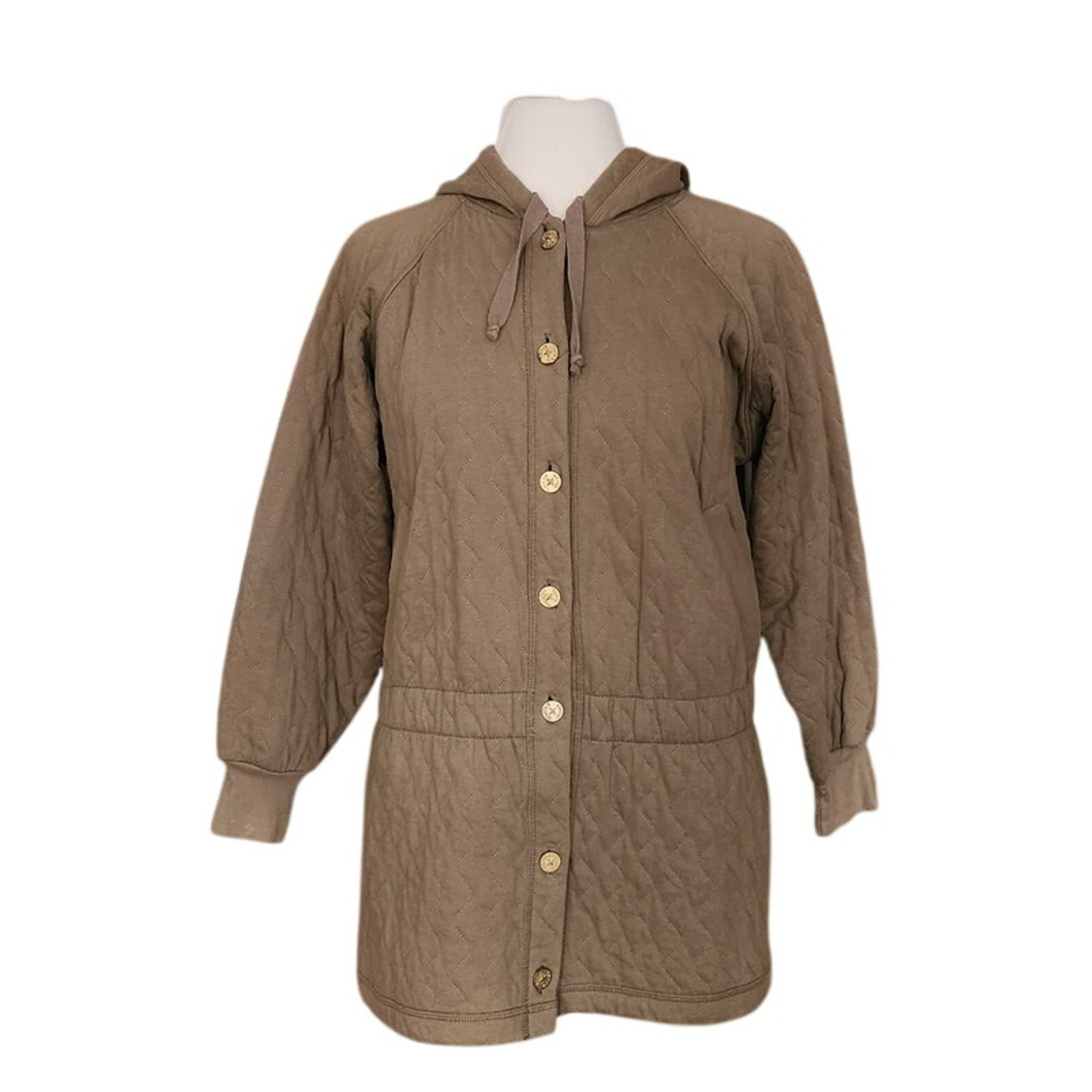 Vintage Sonia Rykiel 90s Quilted Hooded Jacket Brown Mid-Length / M