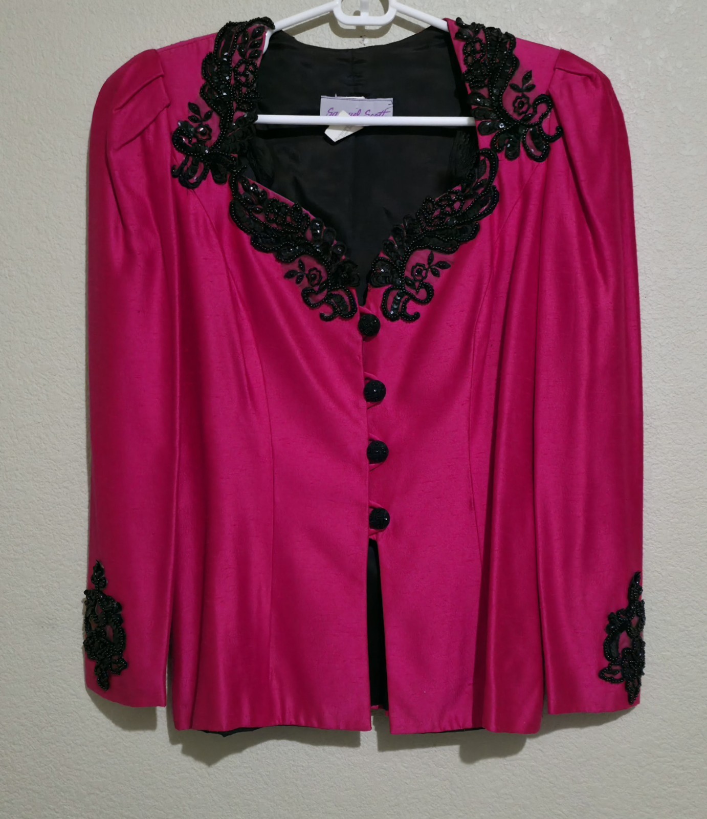 Samuel Scott Womens Vintage Pink Beaded Blazer Jacket Size 8