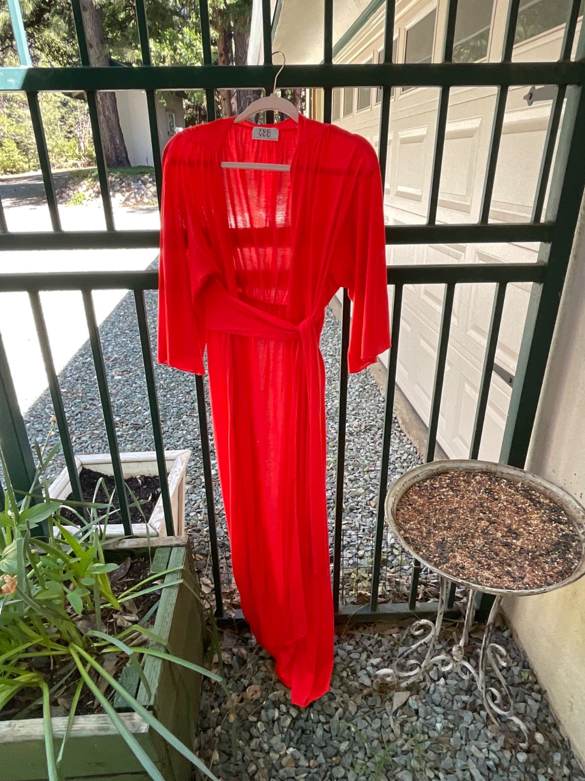 BP-VINTAGE VASSARETTE FOR YOU RED/ORANGE ROBE LADIES W/BELT COTTON/POLYESTER