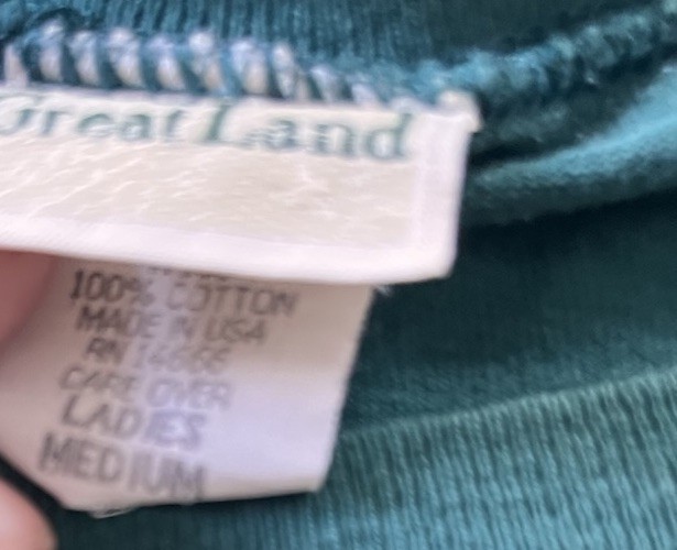 Great Land Vintage Made in USA Green Fish T-Shirt Womens Medium (Mens Small )