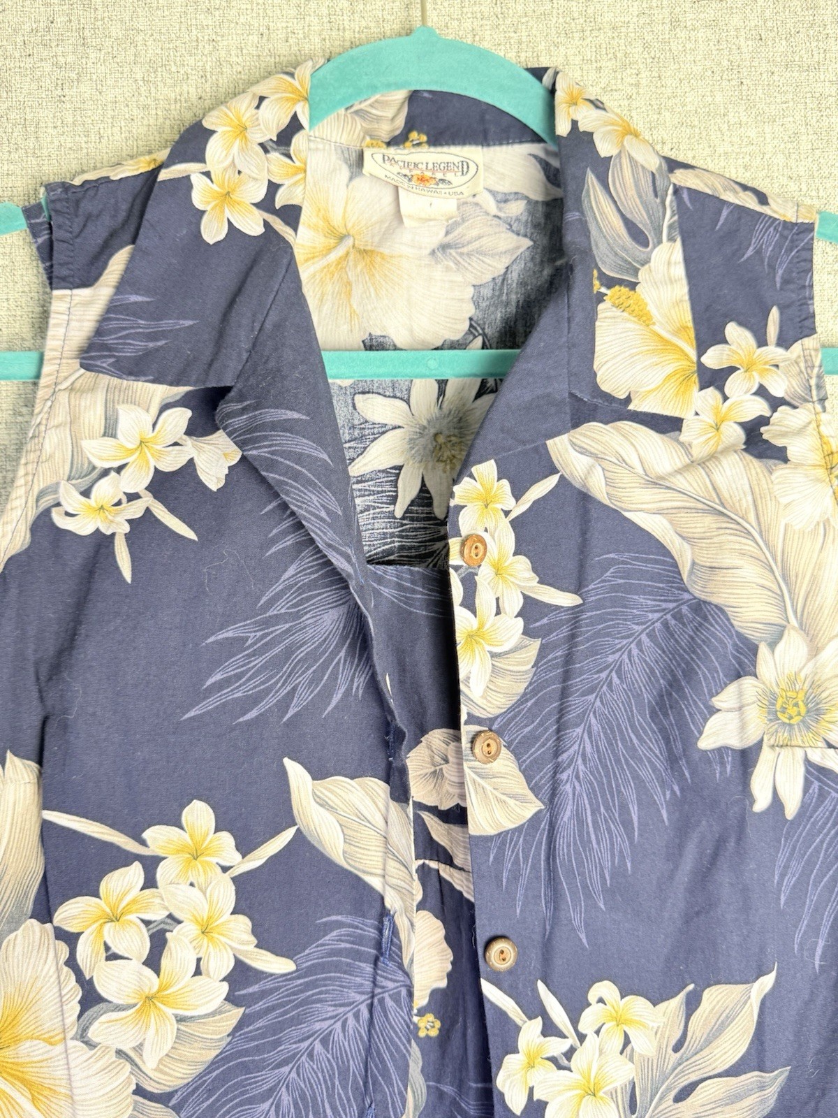 Vintage Hawaiian Blue Floral Strappy Dress w/Shirt Hibiscus Pacific Legend MED/L