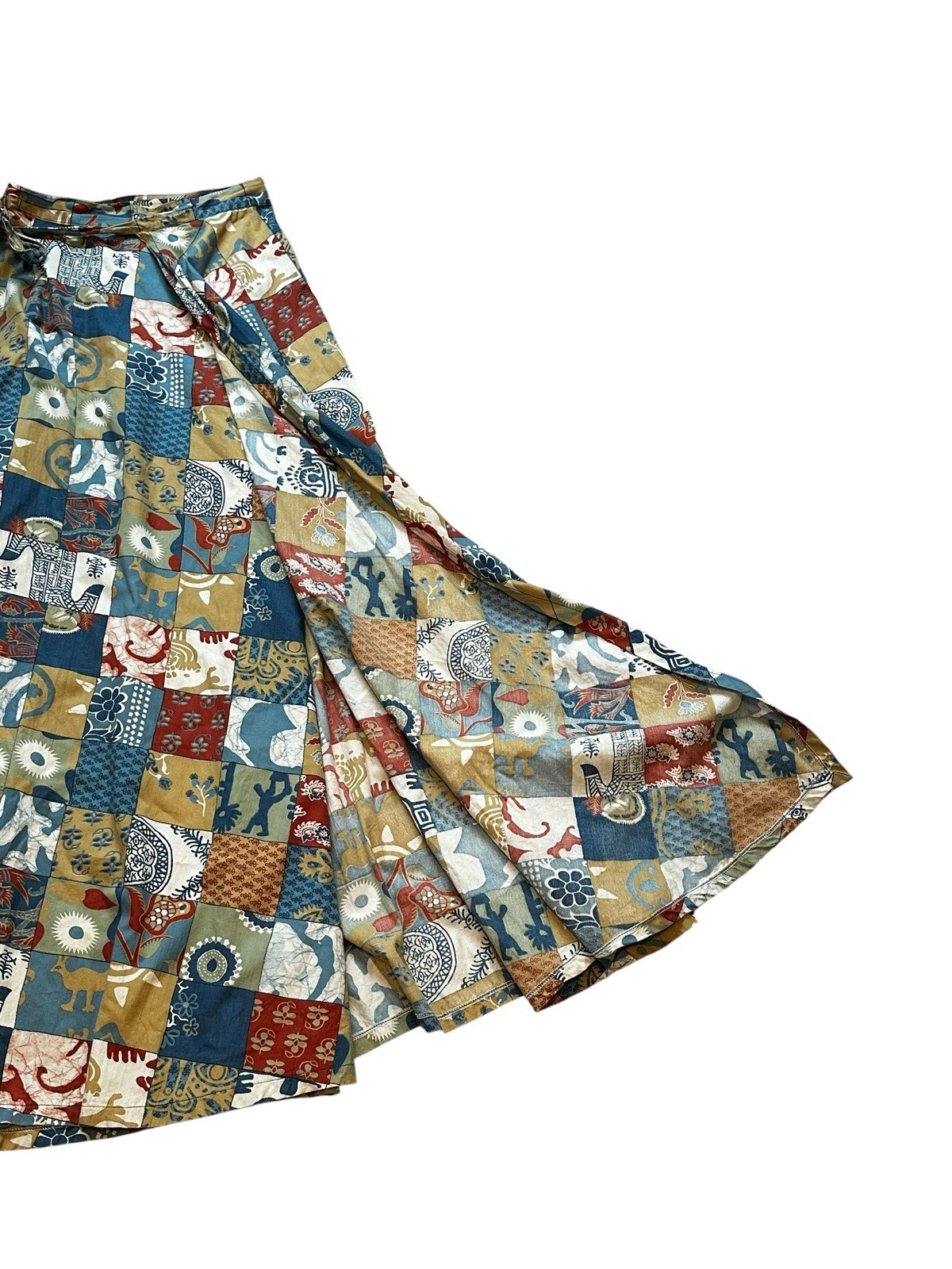Nap Liberty House Vintage Wrap Maxi Skirt Patchwork 60s Boho Cottagecore Size S