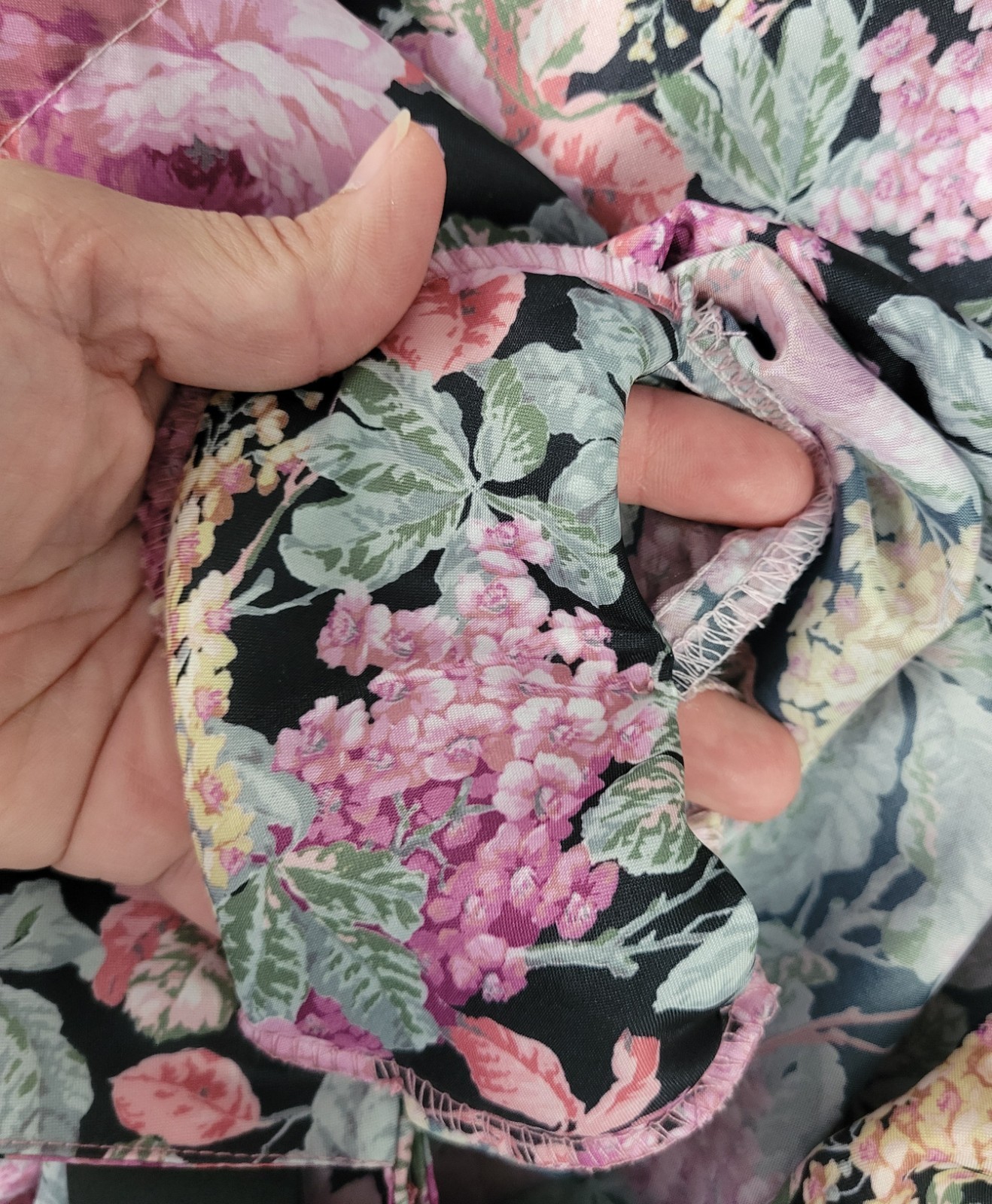 Vintage Copy Cats Black & Pink Floral S/S Blouse w Accent Collar Size 12
