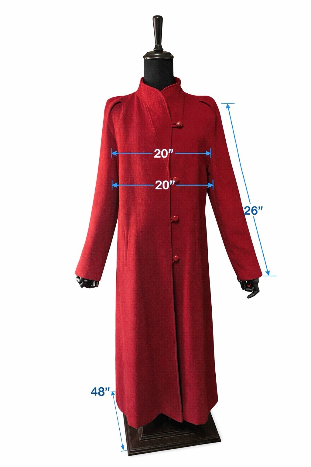 Vintage Beau Brumm Red Wool Coat Womens 12T Tall USA ILGWU Union Long Coat