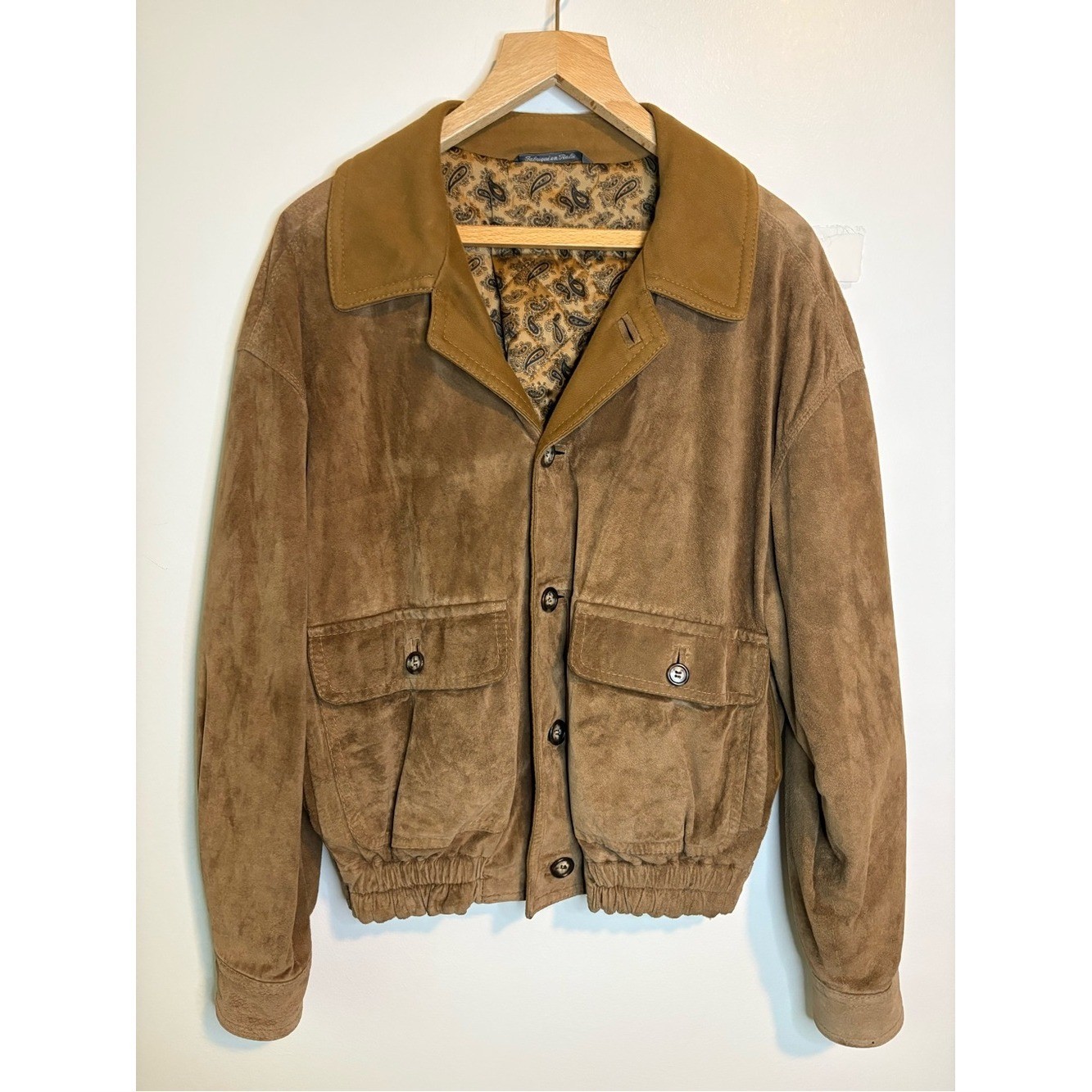 Vintage Byblos Luxury Western Italian Suede Satin Lined Bomber