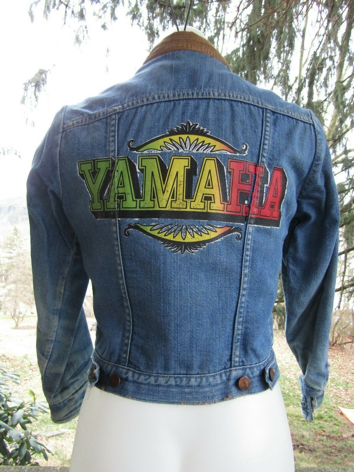 Vintage 1970s Blue Bell Maverick Fleece Lined Yamaha Blue Jean Jacket Size 14 #1