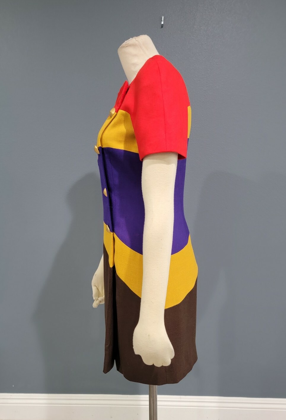Vintage CONSTANCE SAUNDERS color block mini dress 2