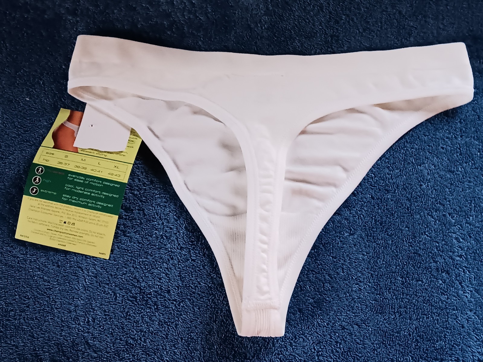 2003 VTG CHAMPION Double Dry SEAMLESS SPORT Panty L THONG 4613 NWT White Undi