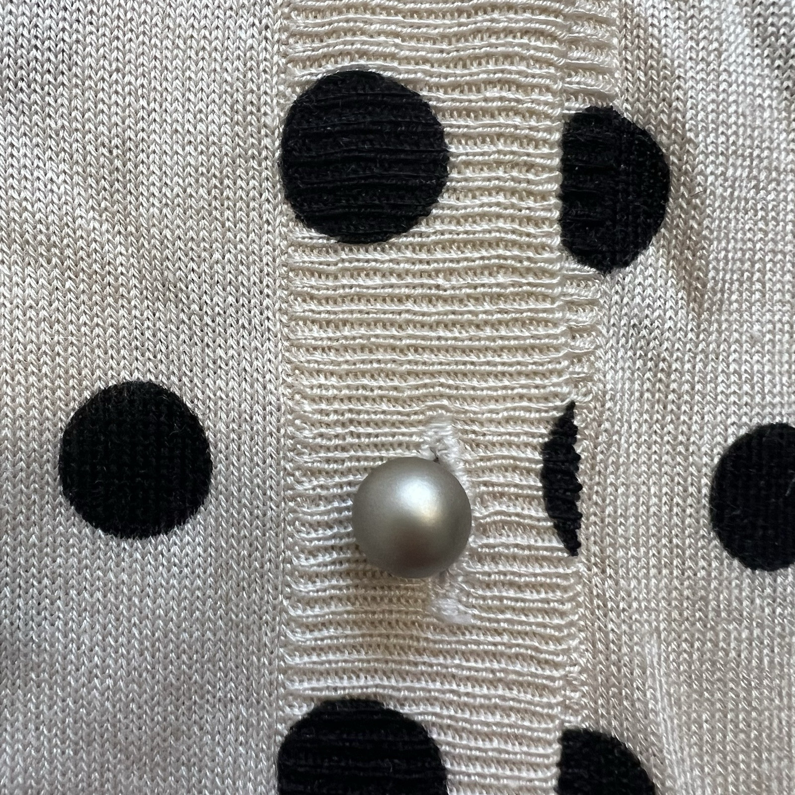 Entracte Vtg Silk Cashmere Polka Dot Crewneck FittedButton Up Knit Cardigan M