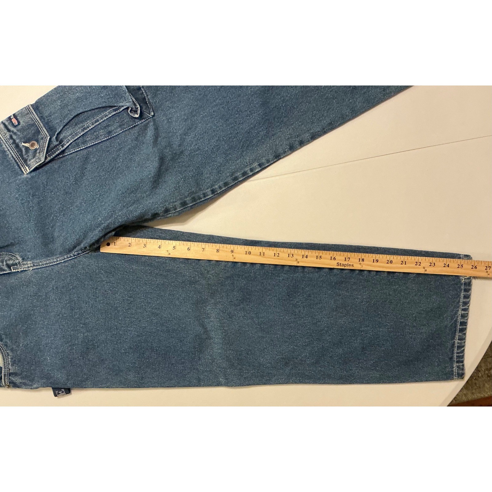 VTG Y2K Baggy Skater Route 66 Carpenter Jeans Womens 26 Blue Wide Leg Cargo