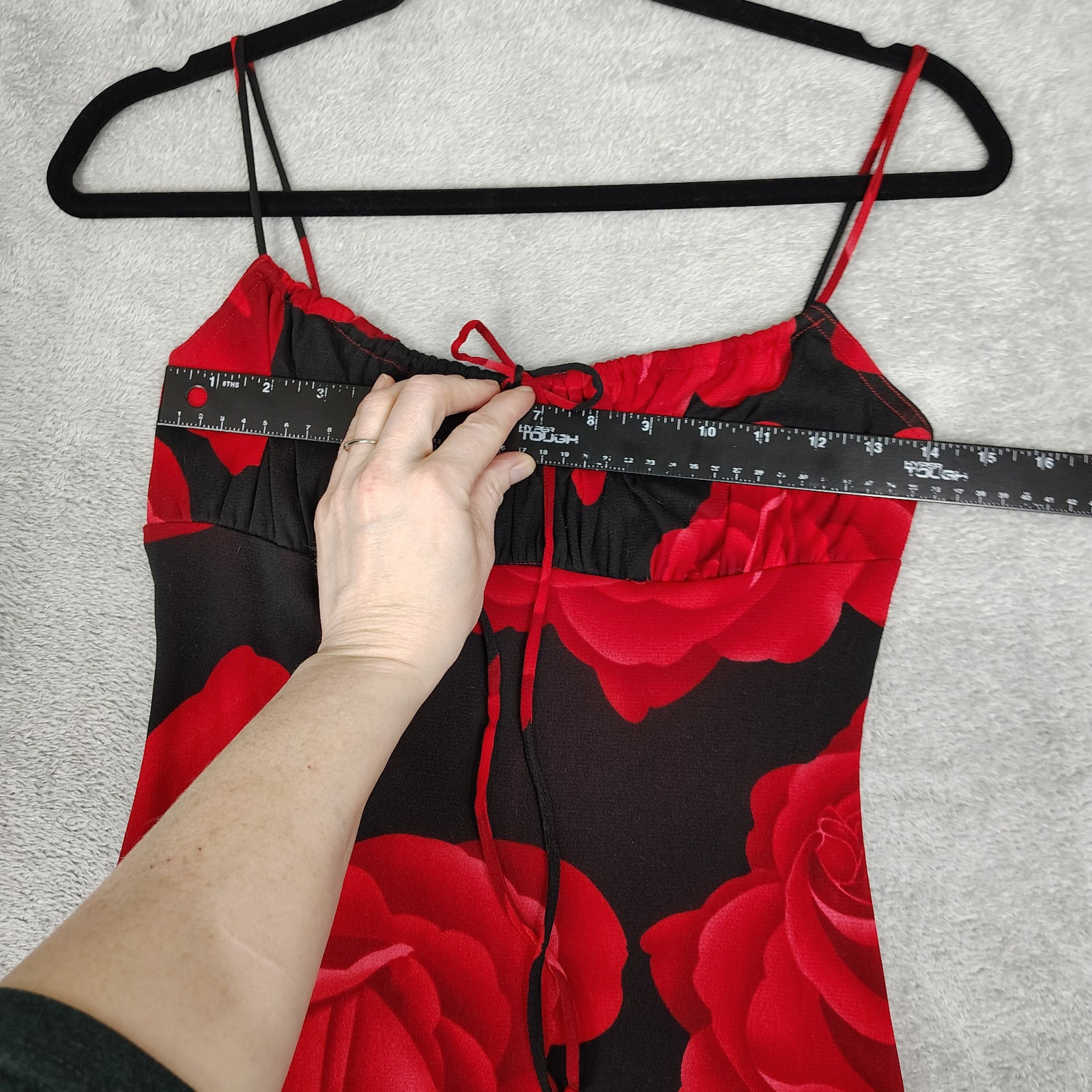 Vtg La Belle Slip Dress Mini Sz Small Y2K Babydoll Strappy Pinup USA Dark Floral