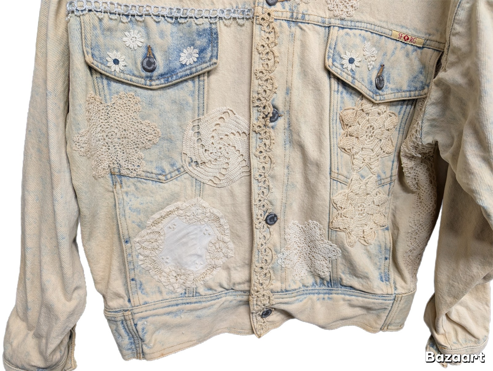 Vintage San Francisco Riding Gear Washed Boho Western Denim Jacket RARE