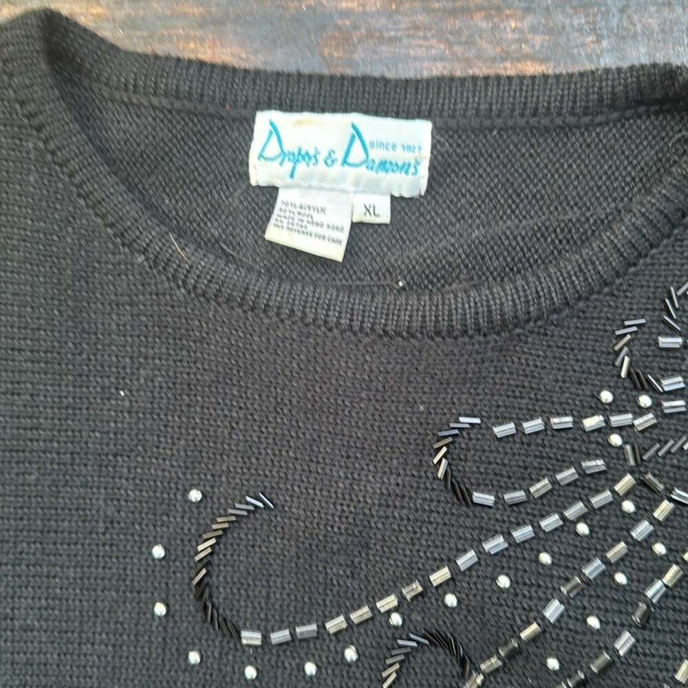 Draper’s & Damon’s pullover black beaded Sweater size extra Large long sleeve