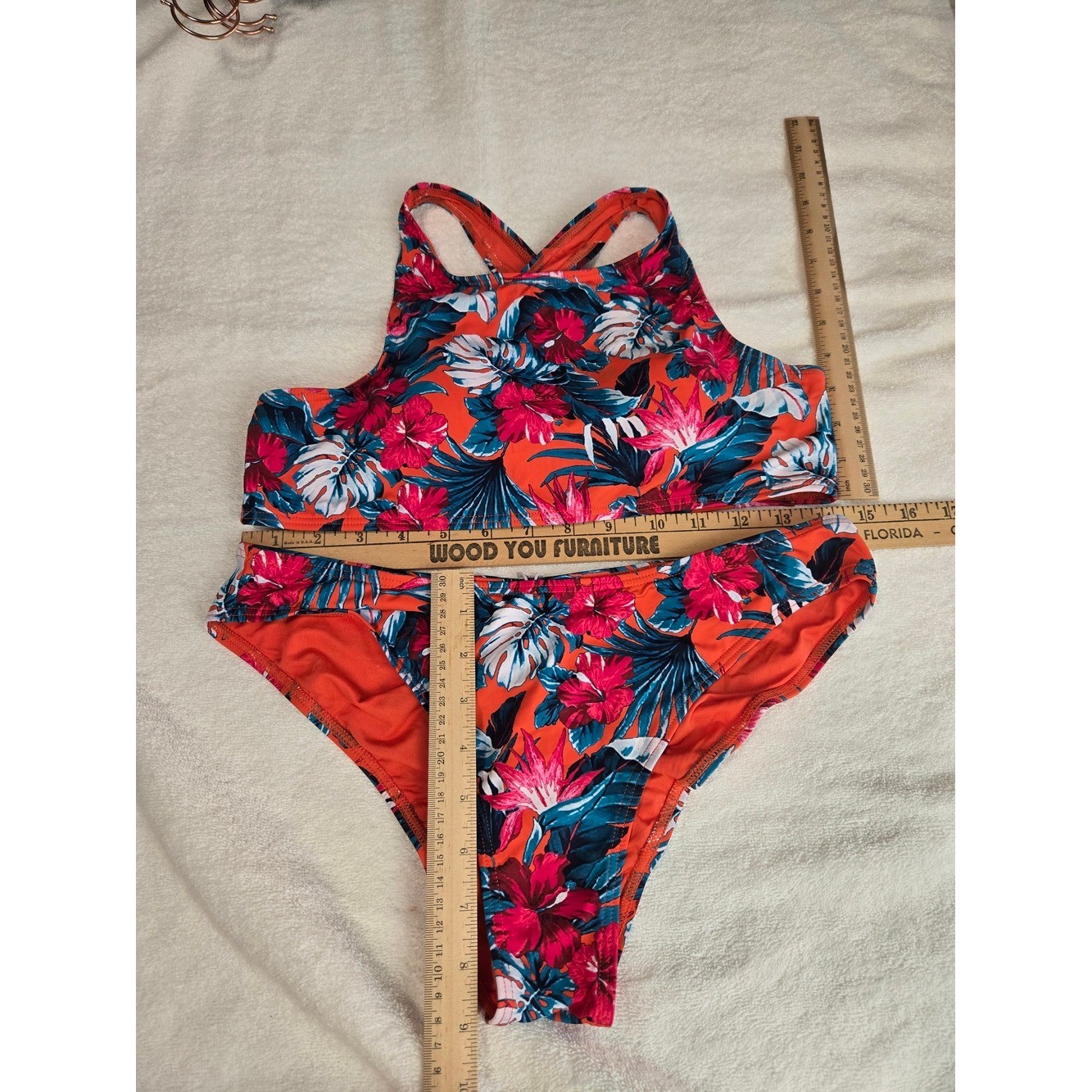 NWT sz Large Tart Collection Vibrant Tropical High Neck Cross Back High Cut Leg