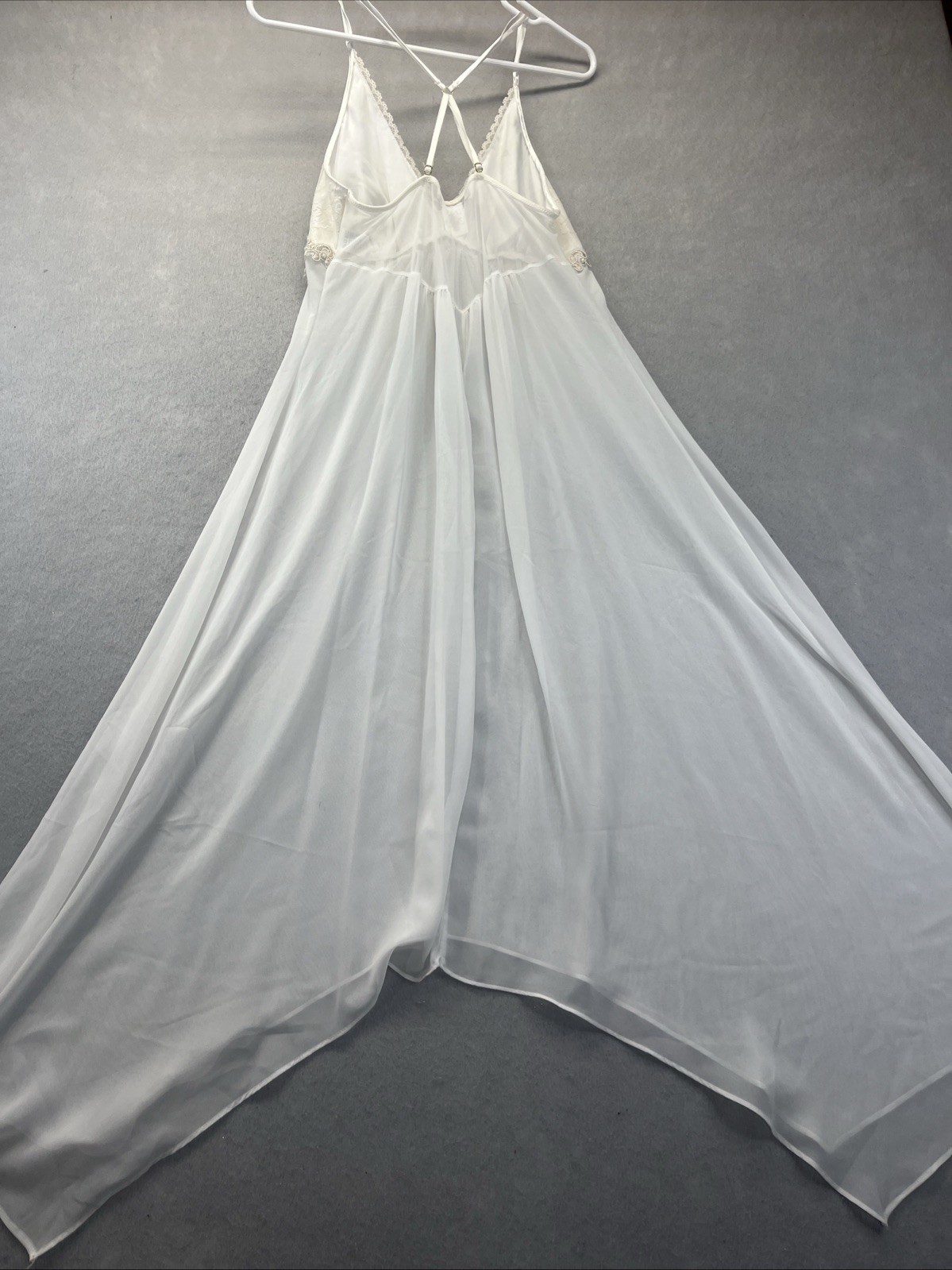 Linea Donatella Silky Sheer Embroidery Satin Lace Nightgown S Vintage Ivory