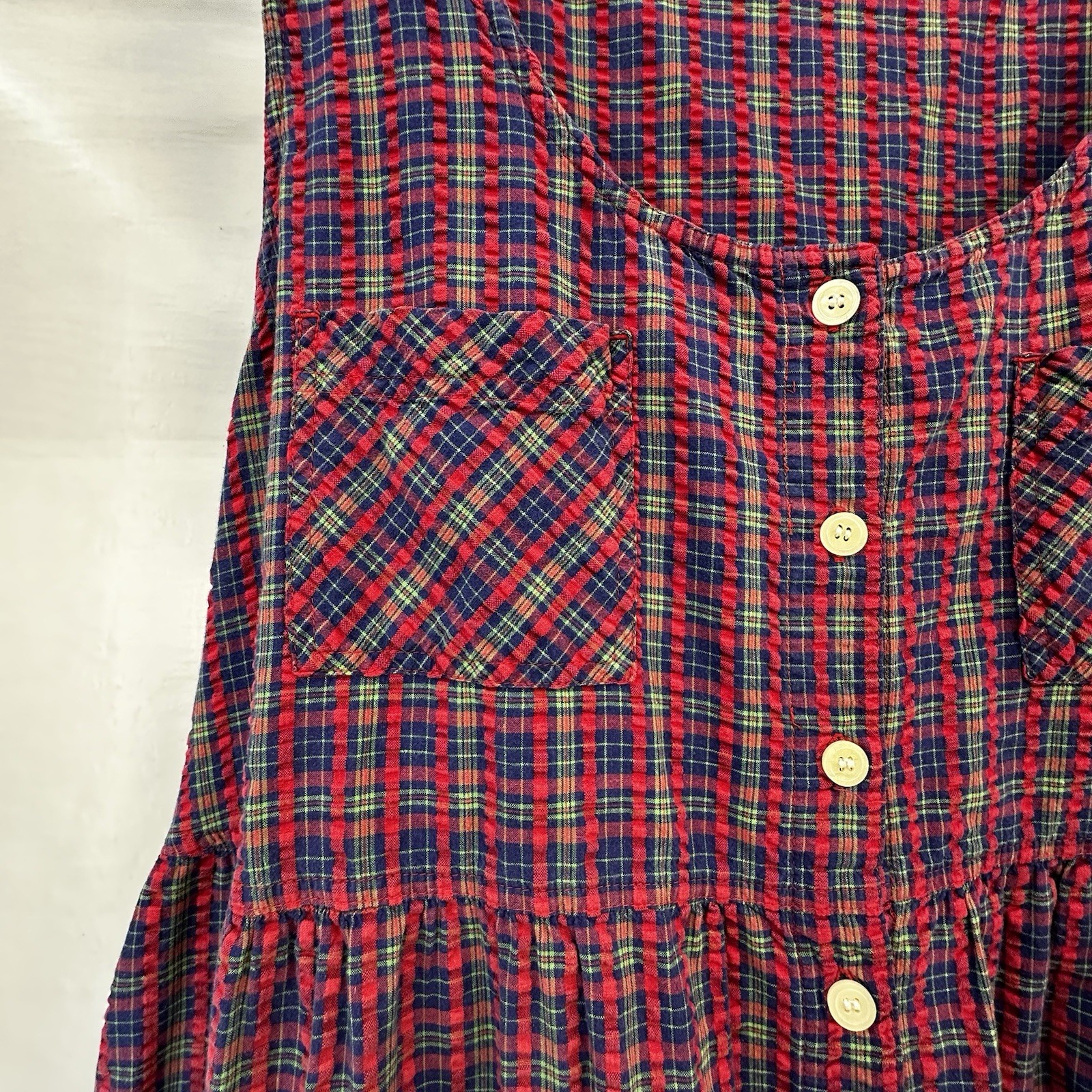 VTG CST Sport Babydoll Dress Plaid Cottagecore Grunge Side Pockets Plus 2X READ
