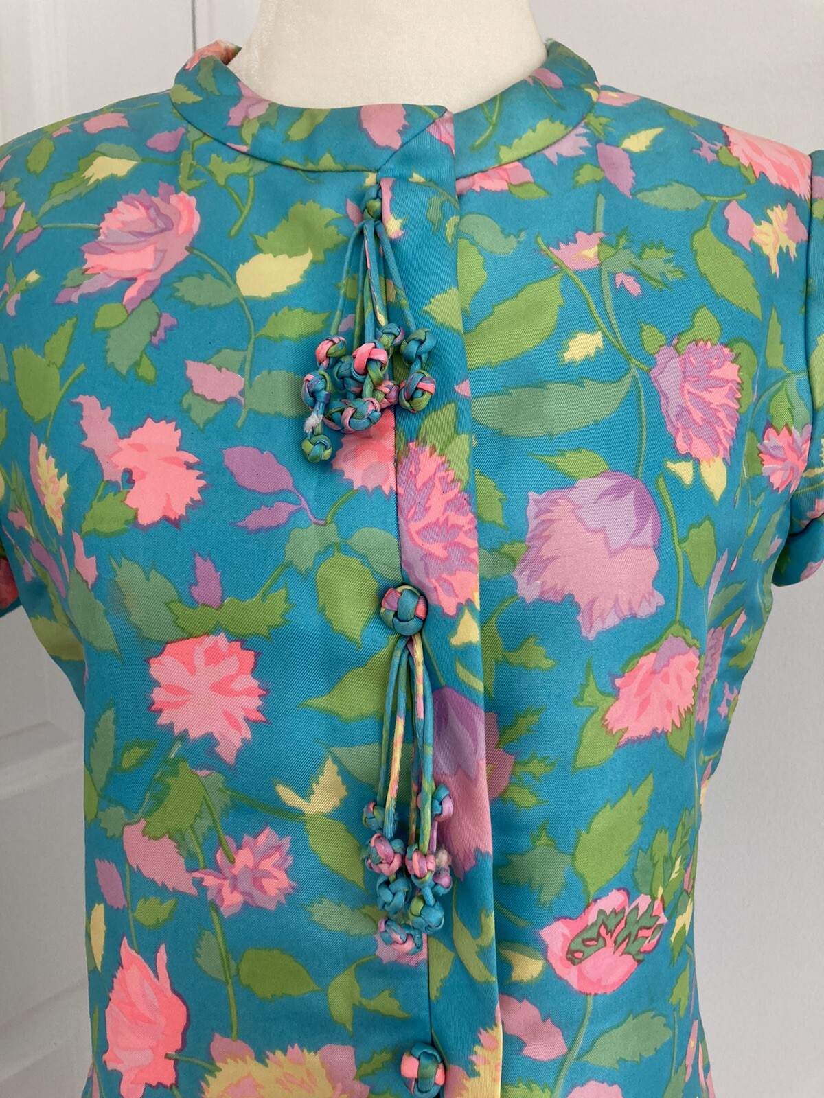 STUNNING! Vintage 60’s BERGDORF GOODMAN Silk Floral Custom Party Shift Dress 6-8