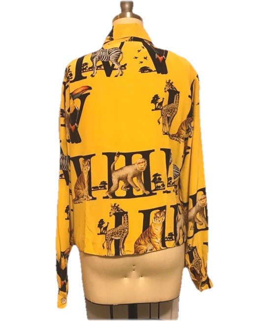 1980’s Peter Martin 100% Silk alphabet animal Long Sleeve shirt top Sz 12