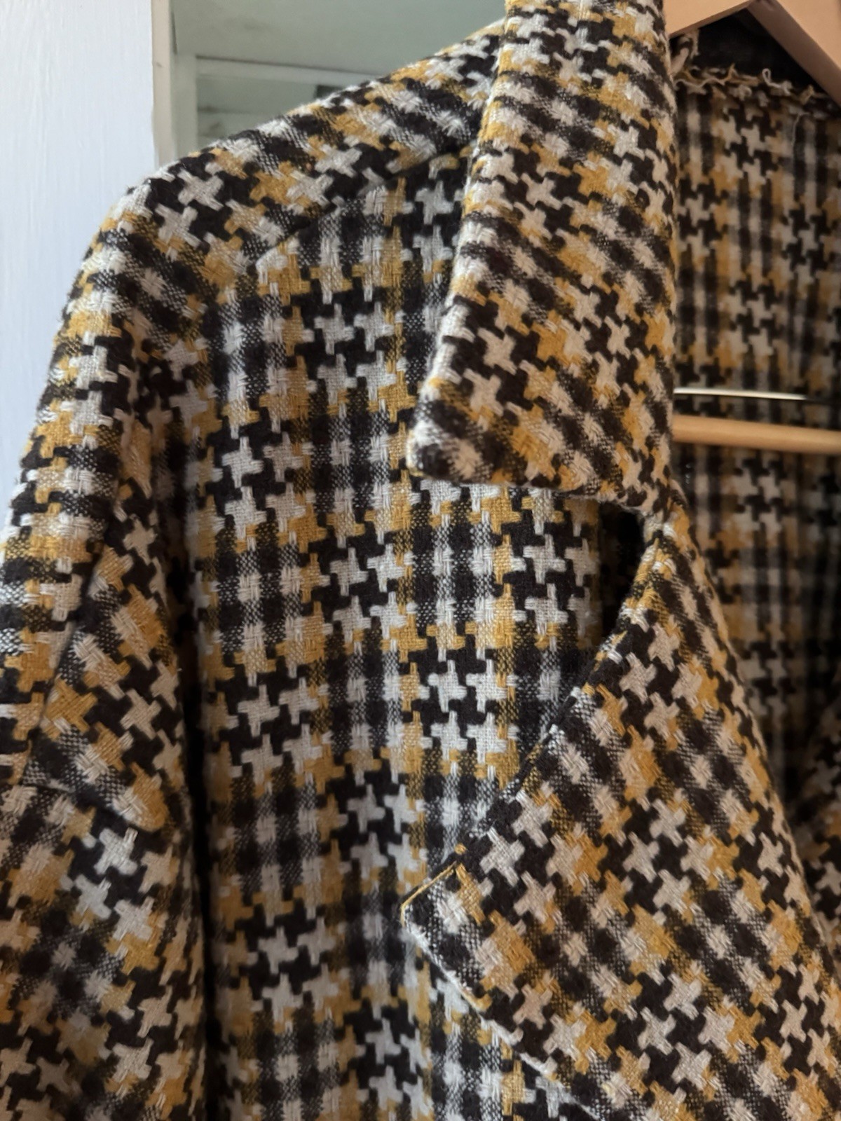 Spring Coat Check Brown & Beige Belted Pockets 100% Poly 3X