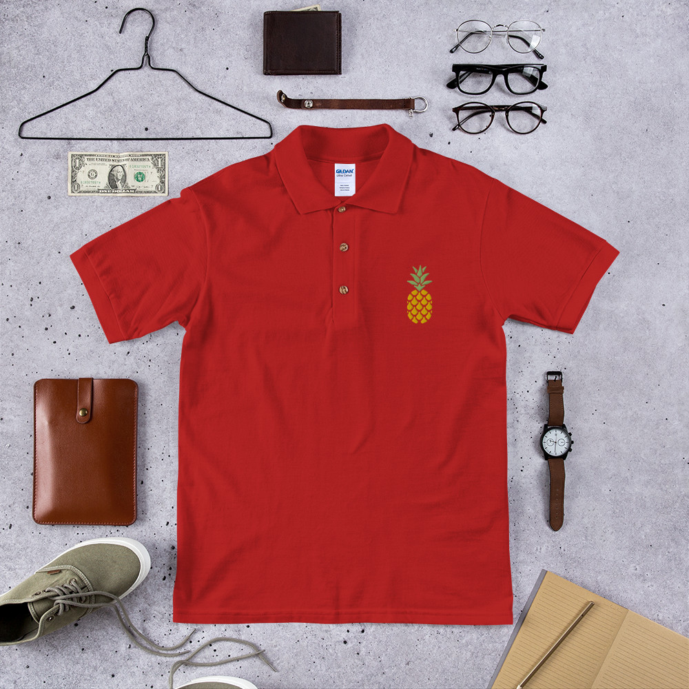 Pineapple Polo T-shirt, Embroidered Polo Shirt, Size S M L XL 2XL RELAXED FIT
