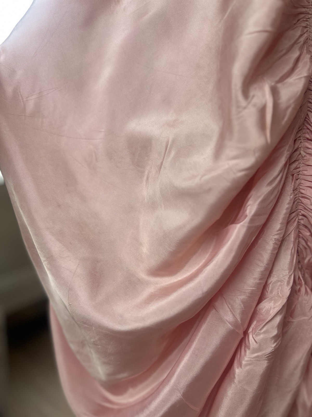 Vintage 1950s Will Steinman Rose Pink Cupcake Satin Silky Prom Gown Dress
