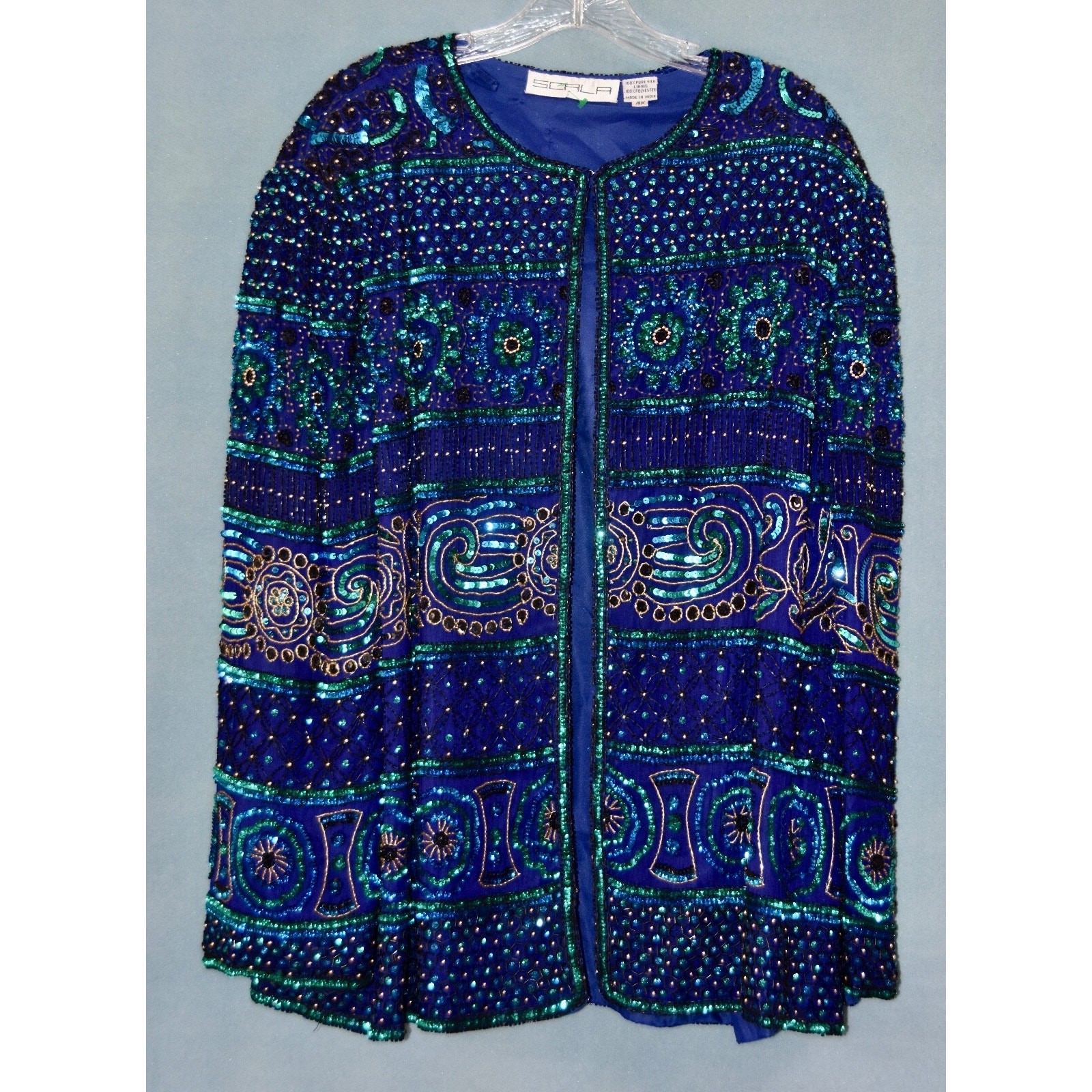SCALA Designer Hollywood HEAVY BEADED SEQUINED Jacket Blazer Cardigan 4X