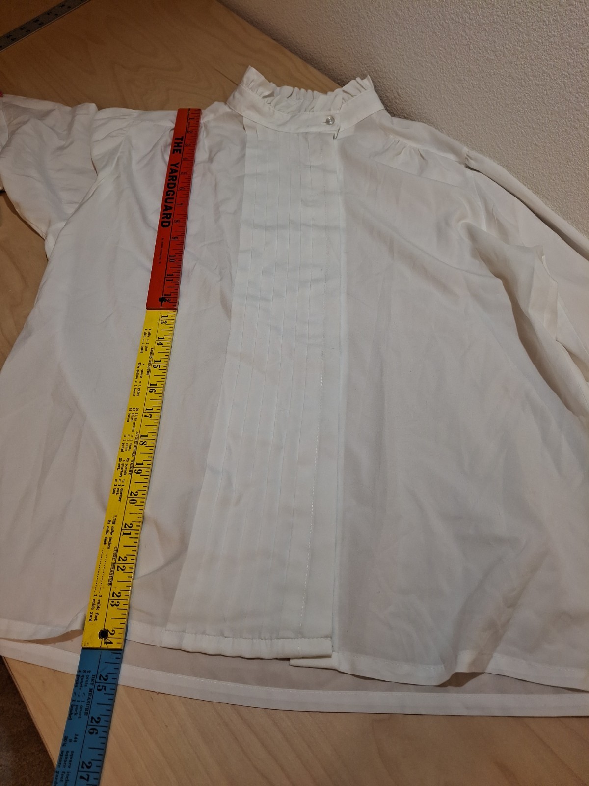 Judy Bond Vintage 80s White Ruffled Pintuck Button Up Blouse Secretary 16 M-L