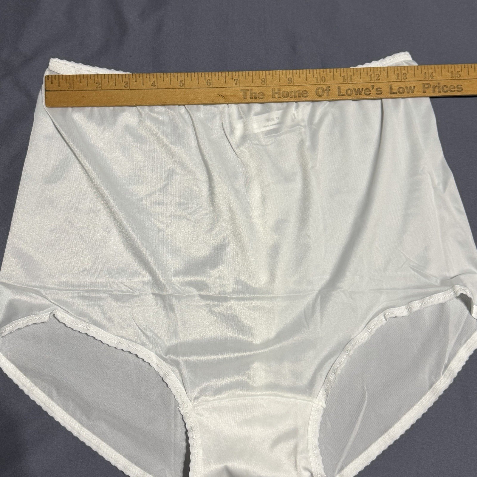 3 Pair Vintage Bali 23465 White Nylon Satin Full Cut Brief Panties Size 11