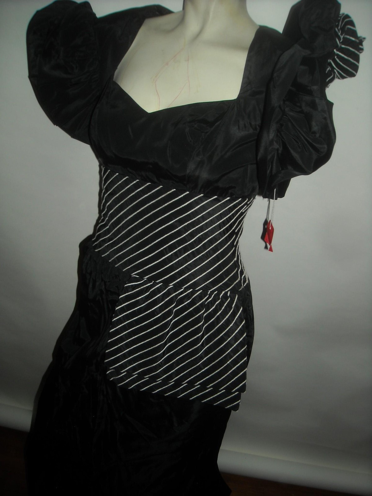 VTG 60s 70s Womens S Ball Gown Formal Black Pretty Woman Cocktail Party Dress