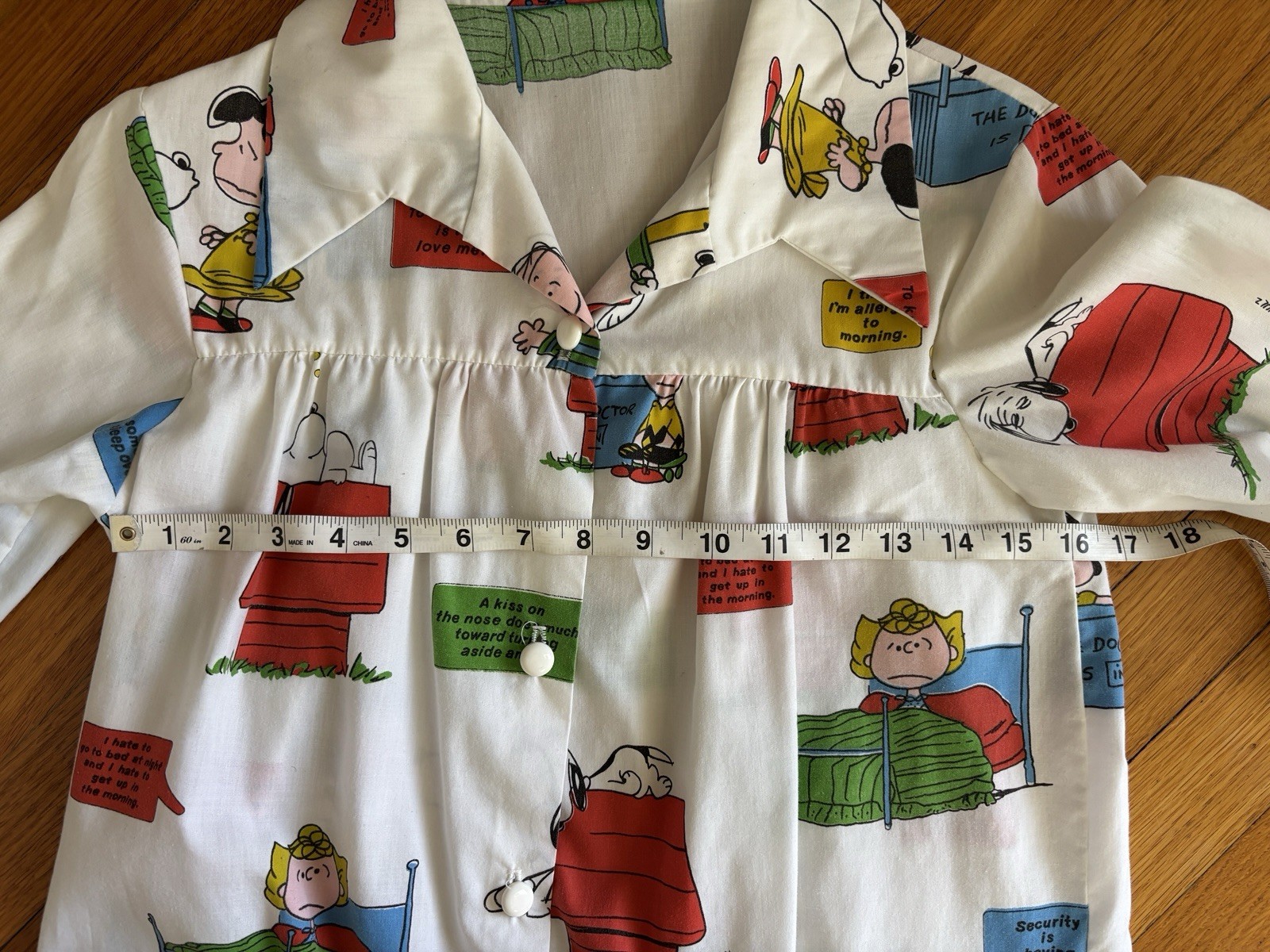 Vintage Peanuts Button-Up Babydoll Smock Dress