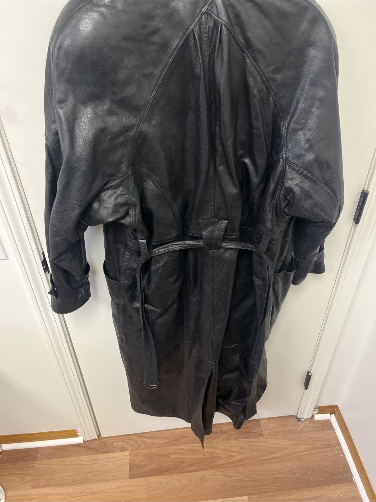 Vintage Pelle Pelle Leather Trench Coat Jacket Marc Buchanan M Fur Trim Sz 9/10