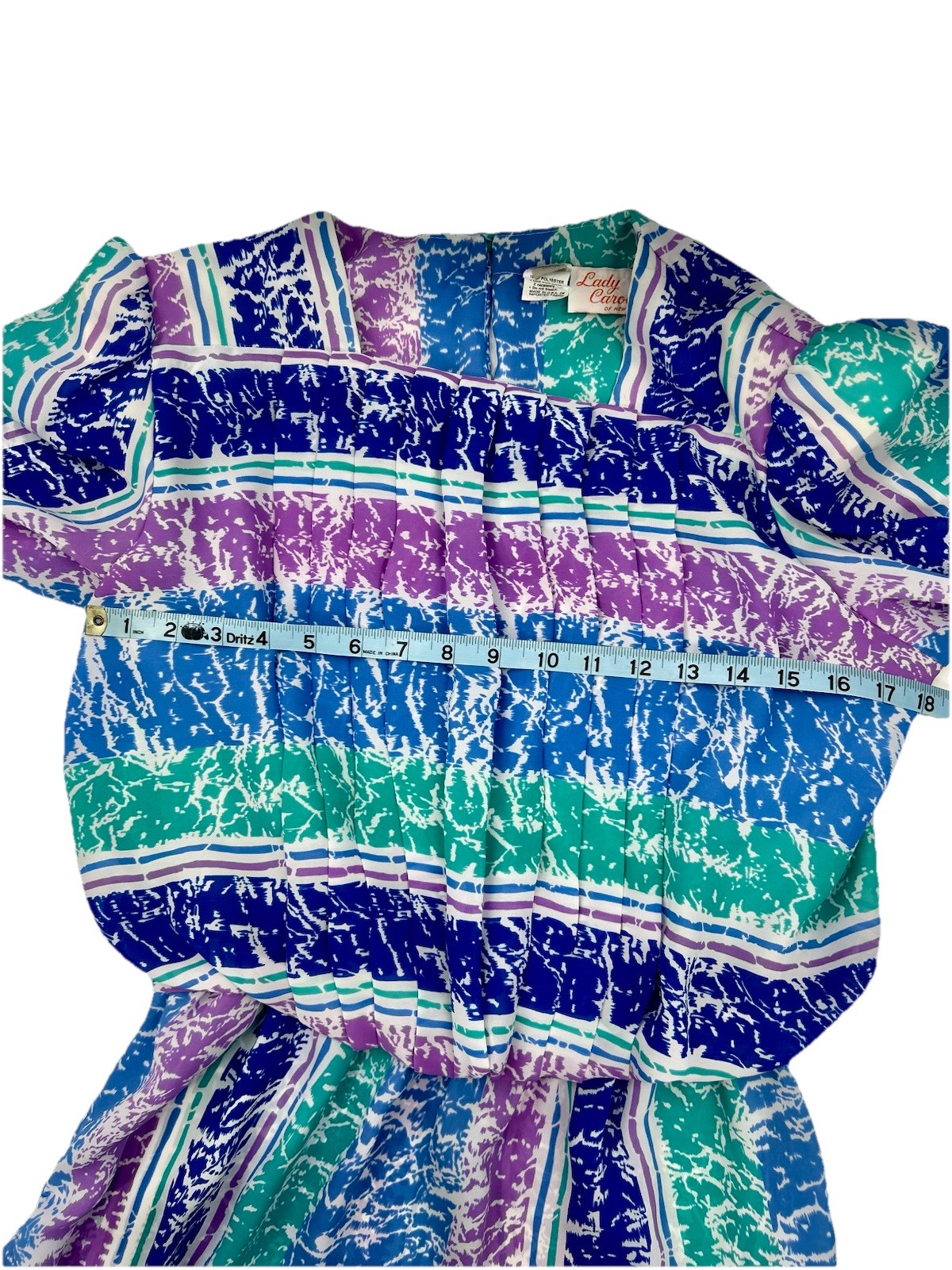 Lady Carol Vintage 80s Dress Stranger Things Shoulder Pads Blue Purple Green
